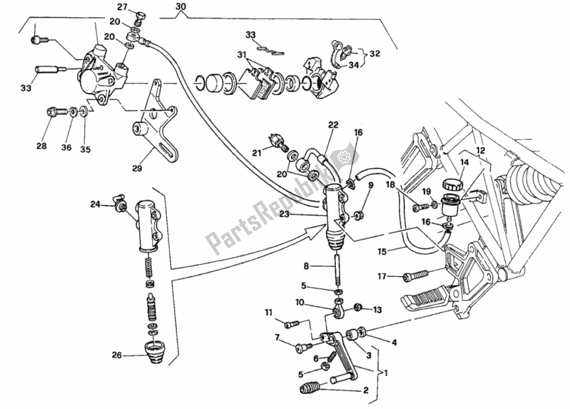 All parts for the Rear Brake System Fm 002305 of the Ducati Supersport 900 SS 1997